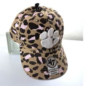 Clemson Tigers '47 Khaki Pink Leopard Paw Print Hat Cap Bagheera Clean Up